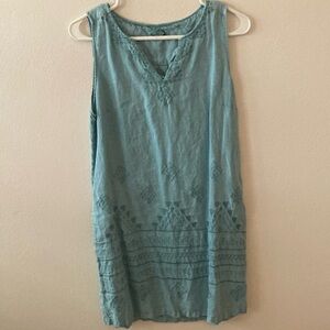 100% linen denim, color, sundress, medium